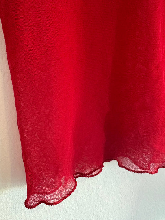 Cop Copine Perfect Red Mesh Long Sleeve Y2K Top