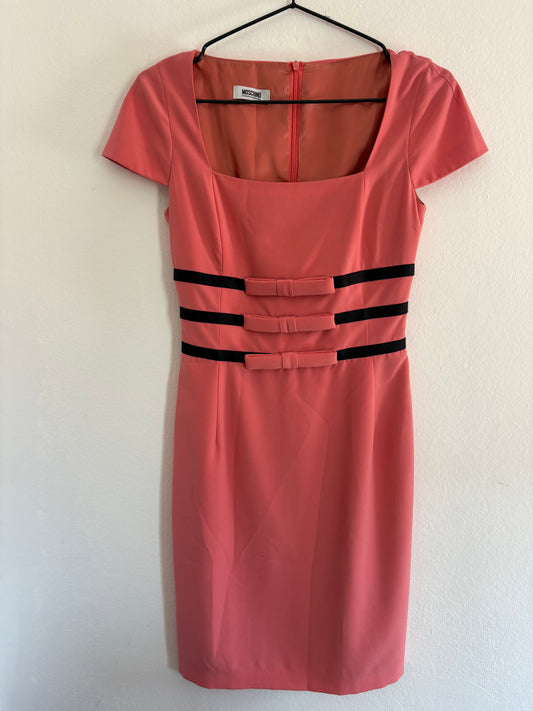 Vintage Moschino Cheap and Chic Pink And Black Bow Dress XS