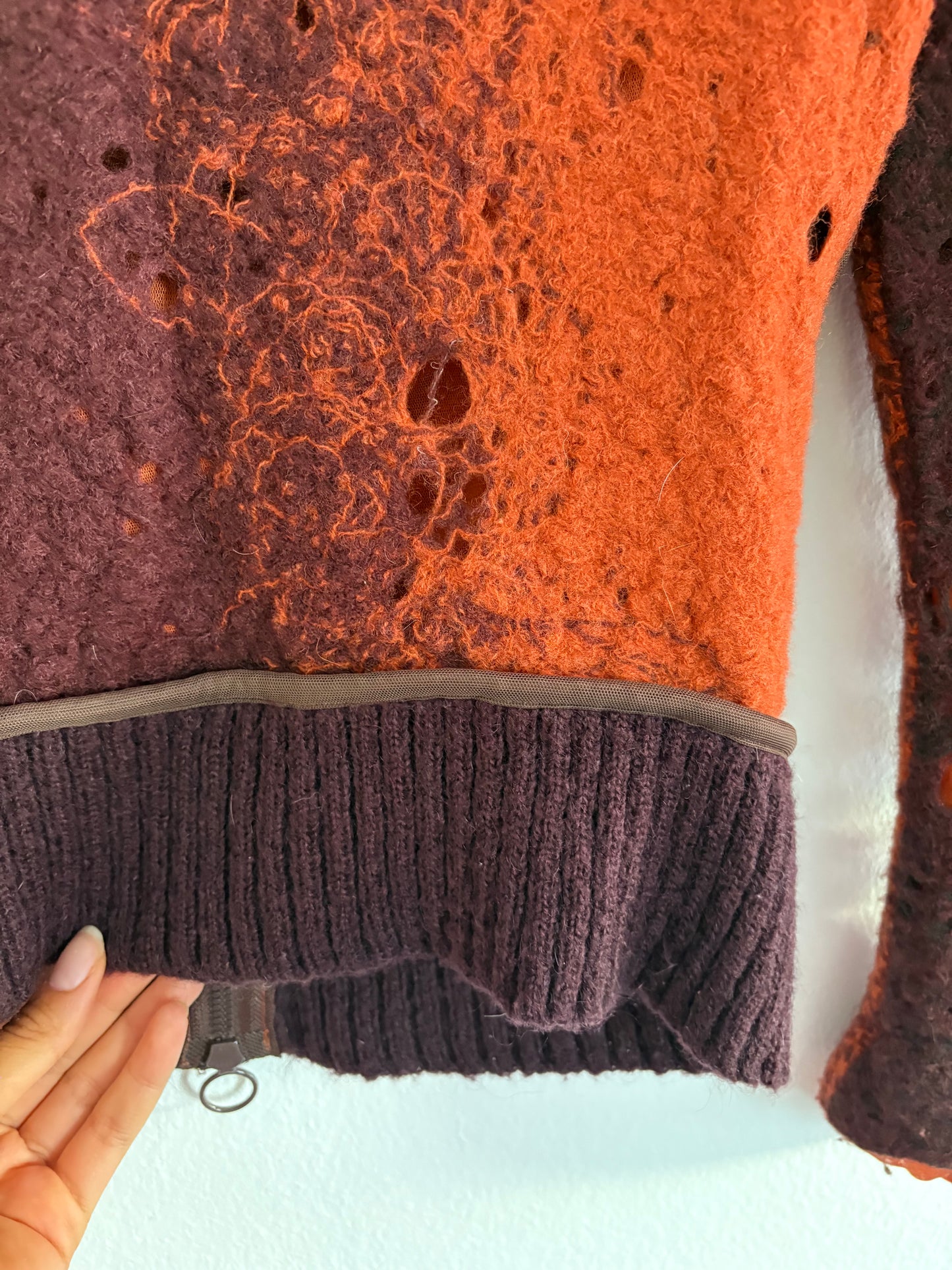 Rare Save the Queen Suede and Mesh y2k Zip-Up Sweater