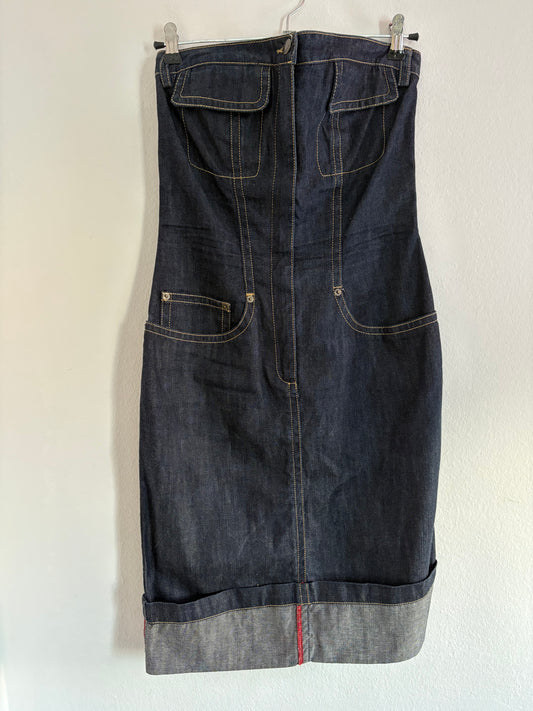 Plein Sud Jeans Denim Bustier Strapless Dress