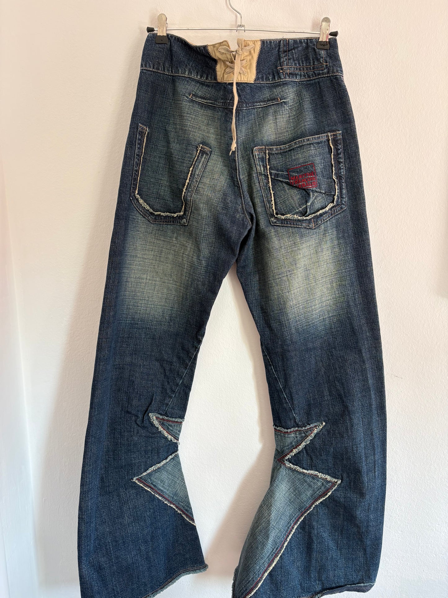 Rare Marithé + Francois Girbaud Star Flare Jeans with Lace Up Detail