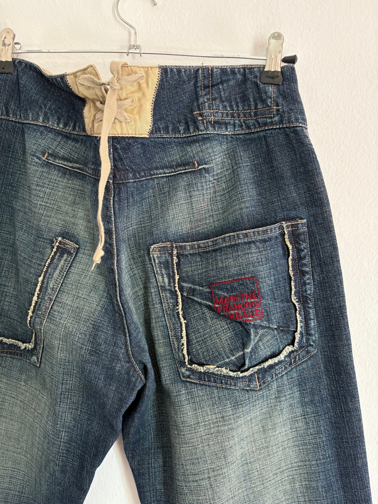 Rare Marithé + Francois Girbaud Star Flare Jeans with Lace Up Detail