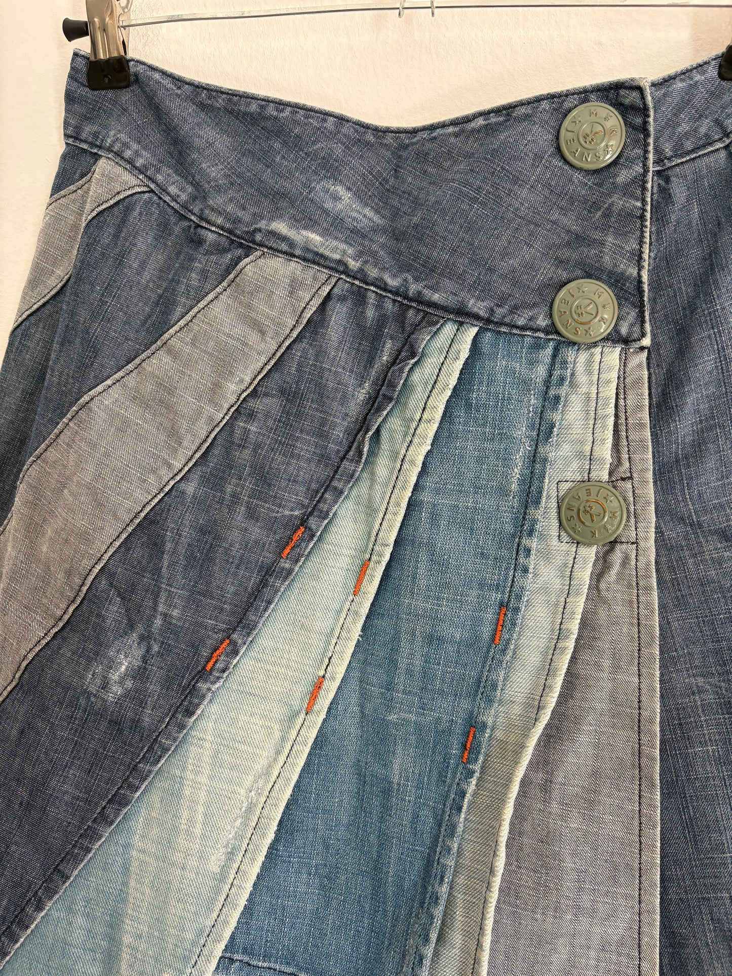 Michiko Koshino Rare y2k Denim Layered Skirt