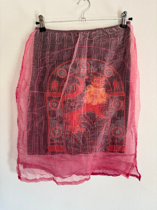 Amazing Custo Barcelona Layered Skirt with Lion Motif and Pink Organza Size Small