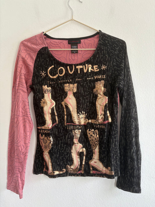 Rare 2001 Custo Barcelona 'Couture' Long Sleeve Top