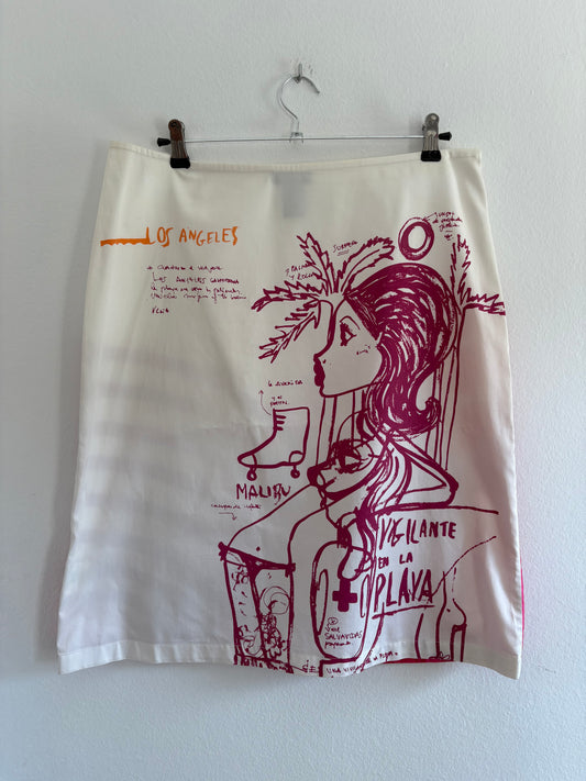 Rare y2k Custo Barcelona 'Los Angeles' Themed Skirt