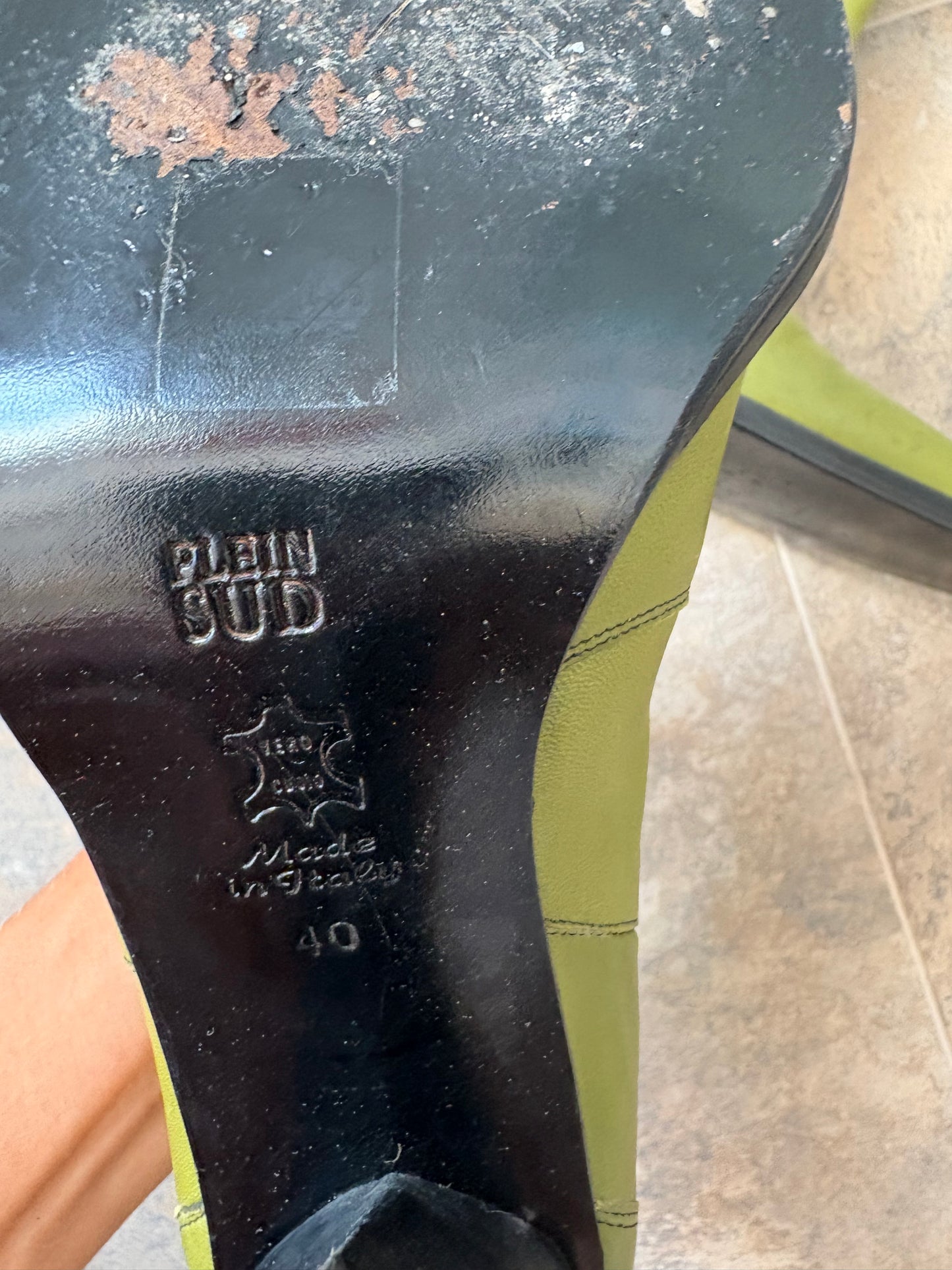 Rare 90s Plein Sud Avocado Green Western Chelsea Boots Size 40
