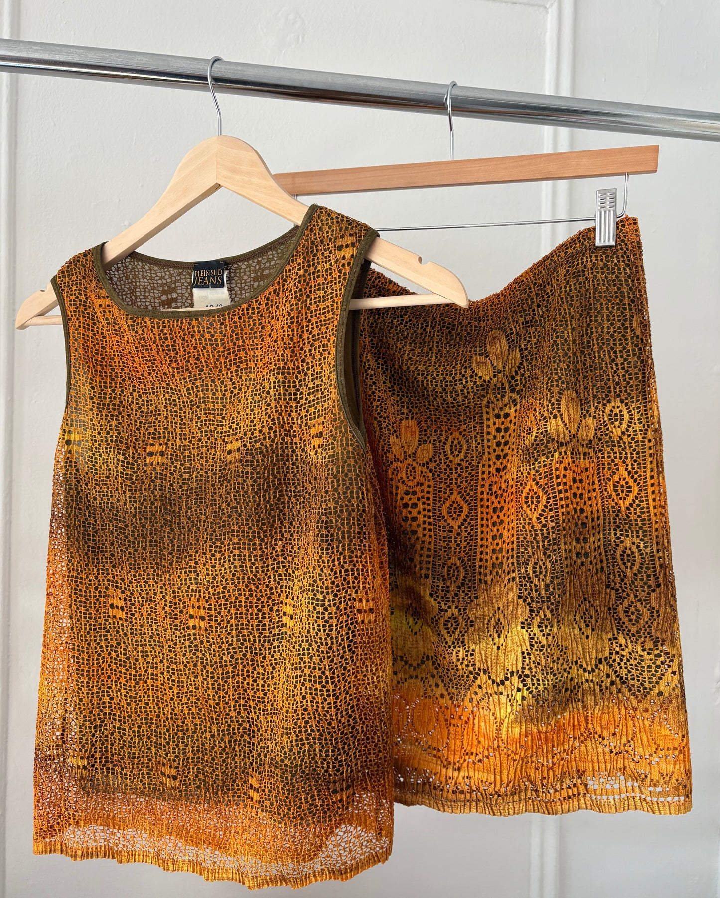 Plein Sud Orange and Brown Ombre Mesh y2k Set