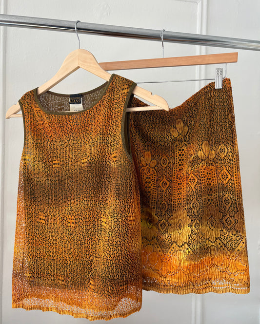 Plein Sud Orange and Brown Ombre Mesh y2k Set