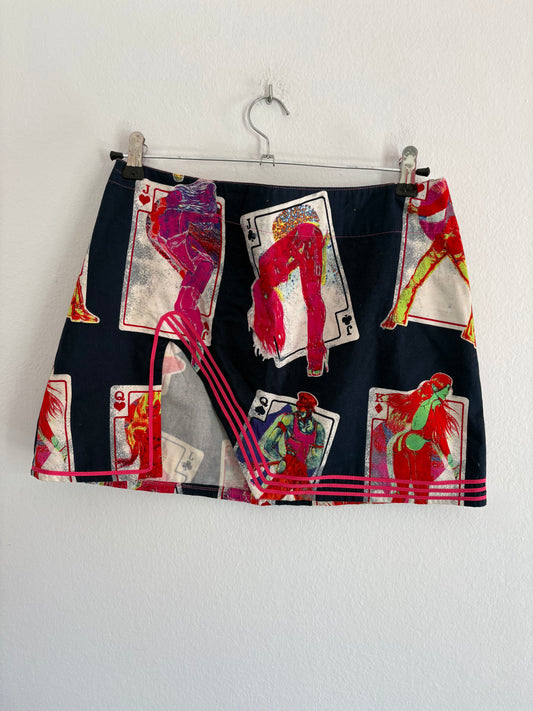 RARE 1990s Collectors Jean Paul Gaultier Burlesque Stripper Playing Cards Mini Skirt with Slit
