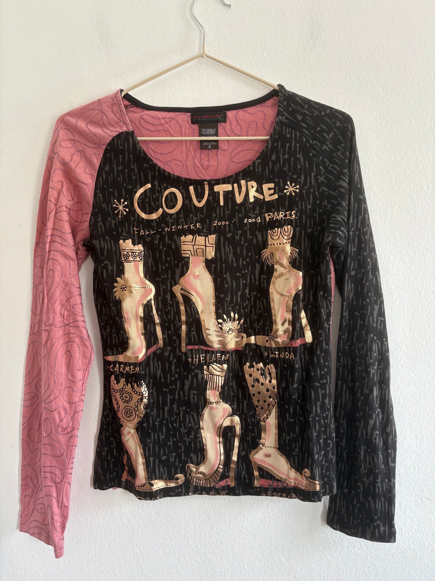 Rare 2001 Custo Barcelona 'Couture' Long Sleeve Top