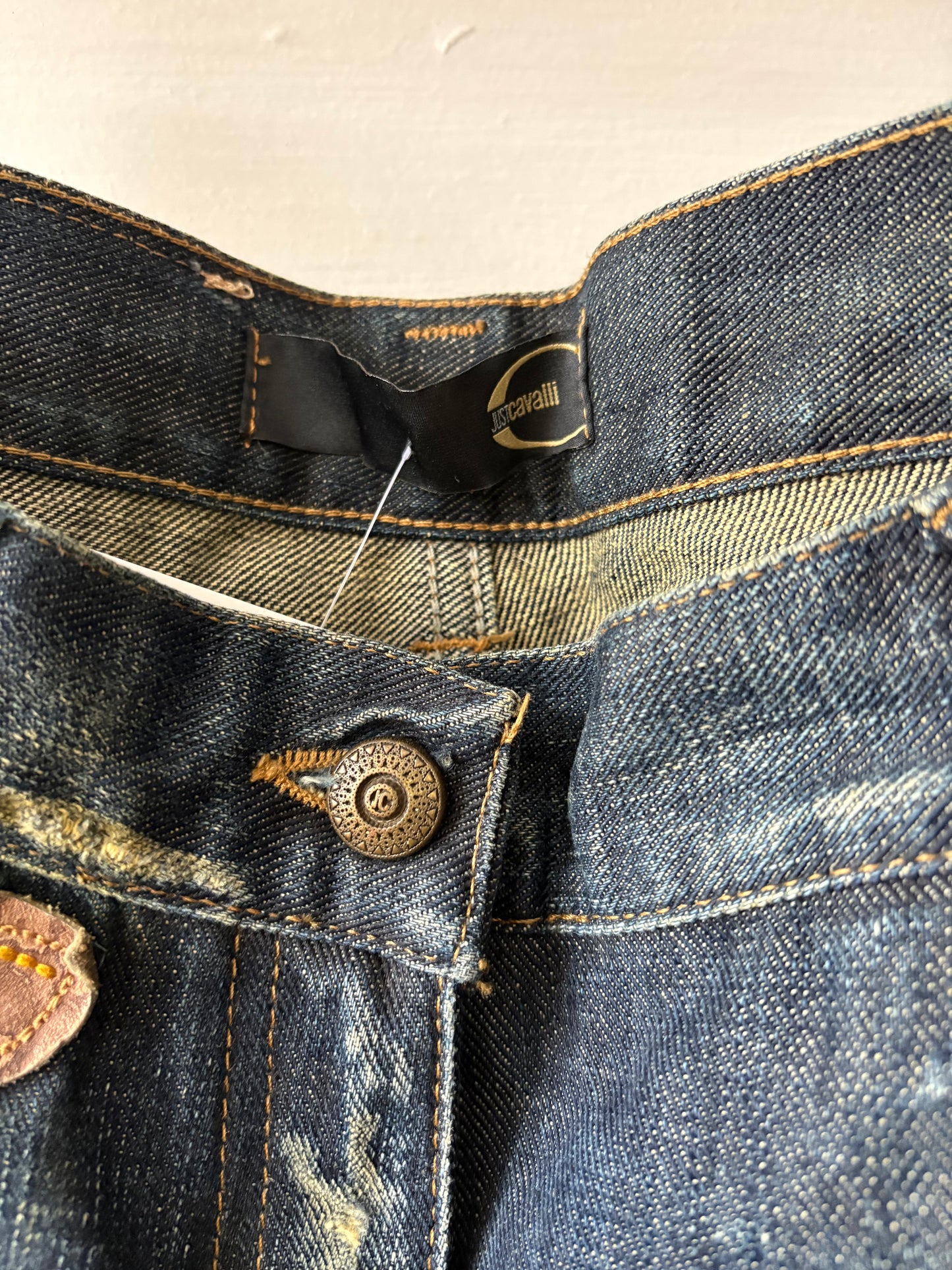 Just Cavalli Early 2000s Butterfly Appliqué Mid-Rise Jeans Size 26