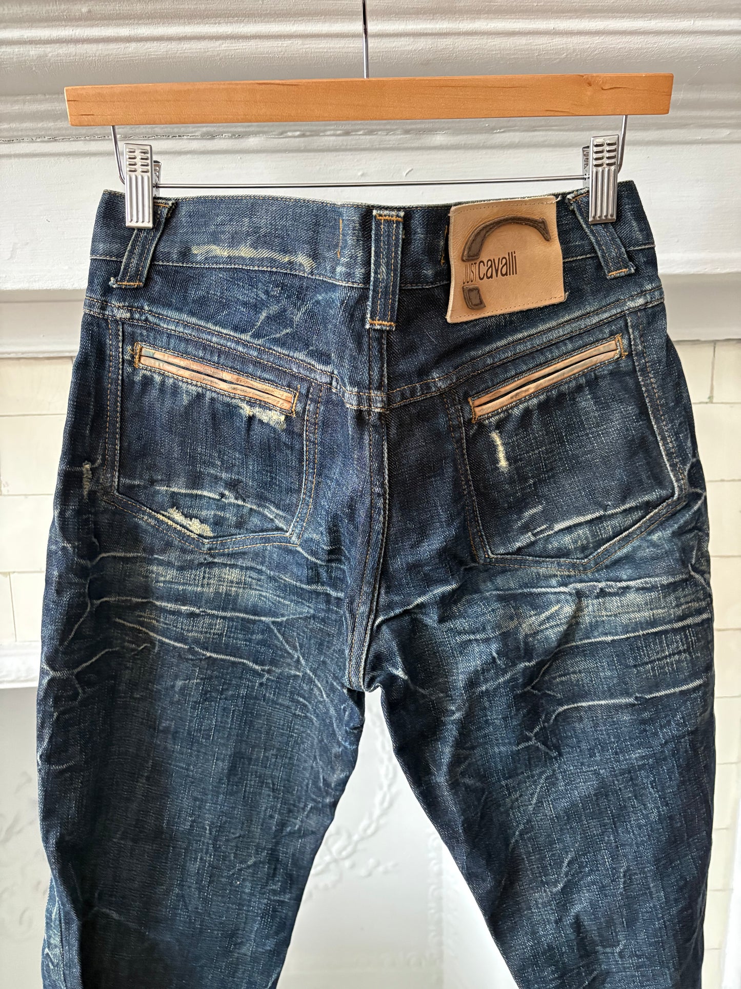 Just Cavalli Early 2000s Butterfly Appliqué Mid-Rise Jeans Size 26