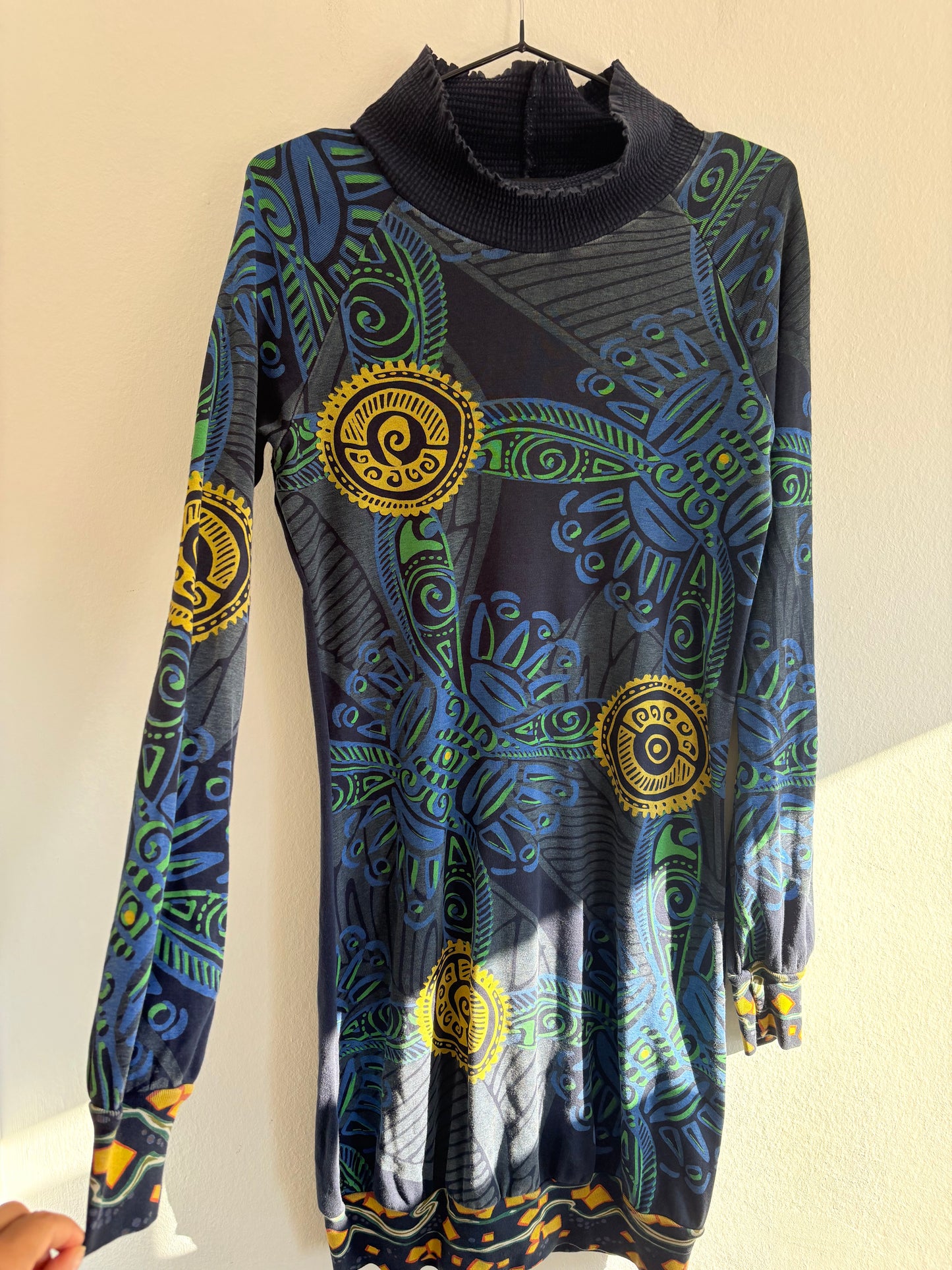 Rare y2k Custo Barcelona Florida Gator Themed Turtleneck T-Shirt Dress
