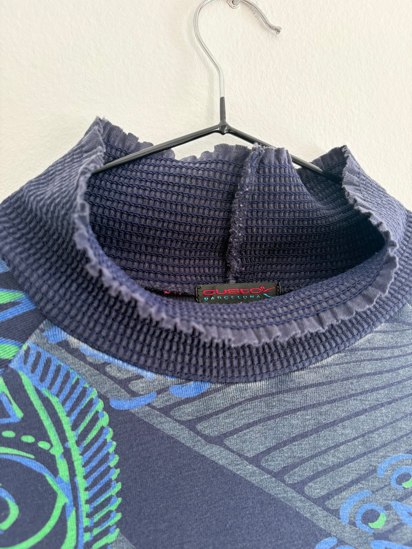 Rare y2k Custo Barcelona Florida Gator Themed Turtleneck T-Shirt Dress